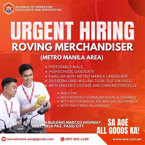 Urgent! Roving merchandiser jobs in Philippines .